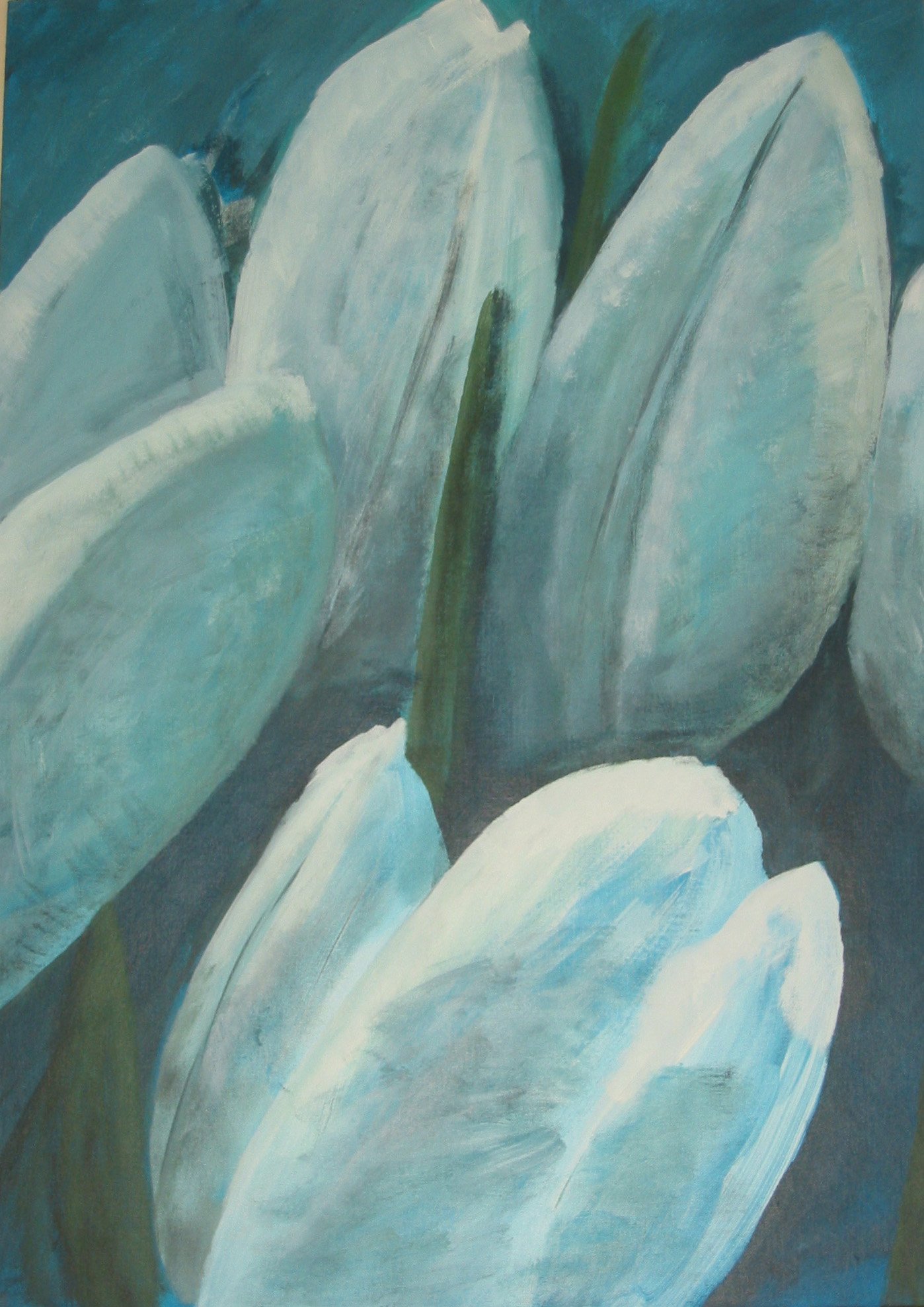 Witte tulpen | papier 50 x 70 cm | verkocht