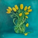 Gele tulpen Doek 60x60 cm Olieverf 2024